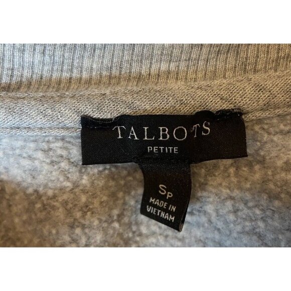 Talbots Sweatshirt Shirt France Flag Bonjour Embroidery Gray Red Blue S Petite - Picture 3 of 5